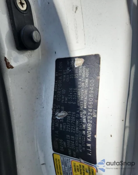 2006 Kia Sedona Ex из США, поврежденный, VIN KNDMB233466089400